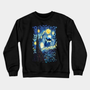 Blue Phone booth starry the night Crewneck Sweatshirt